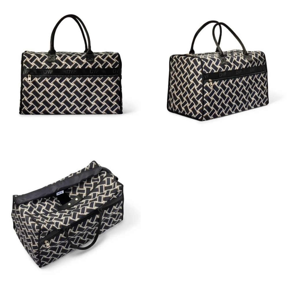 Diane Von Furstenberg x Target neutral weave Weekender Travel Tote Bag DVF NWT